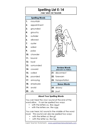 Spelling List (E-14)
