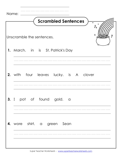 Scrambled Sentences (A-St. Patrick\'s Day)