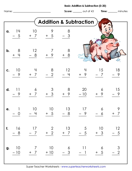 Addition and Subtraction Facts: 0-20