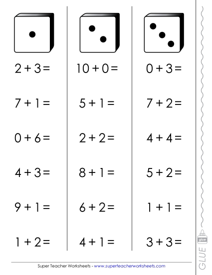 Addition Fluency Dice 