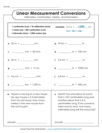 Advanced Conversions (mm, cm, m, km)