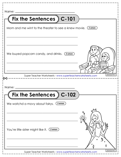 Fix the Sentences C-101 through C-105