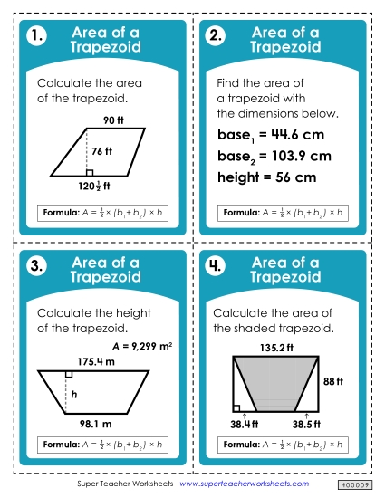 Task Cards: Area of Trapezoids (Advanced)