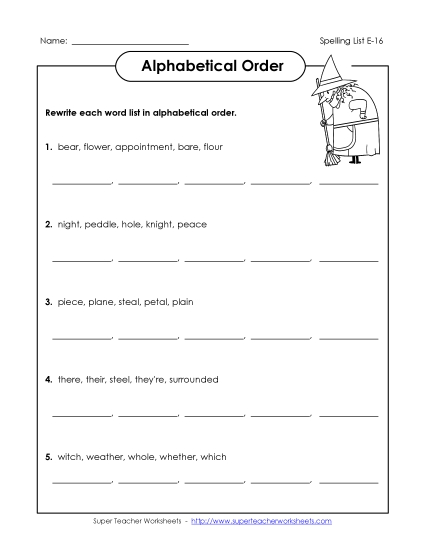 Alphabetical Order (E-16)