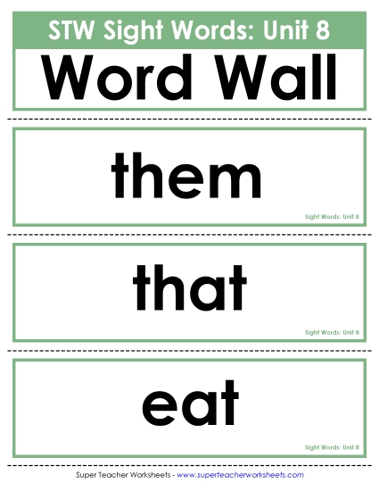 Pocket Chart or <br>Word Wall (Unit 8)