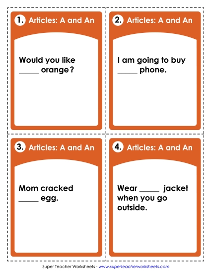 Task Cards: A and An