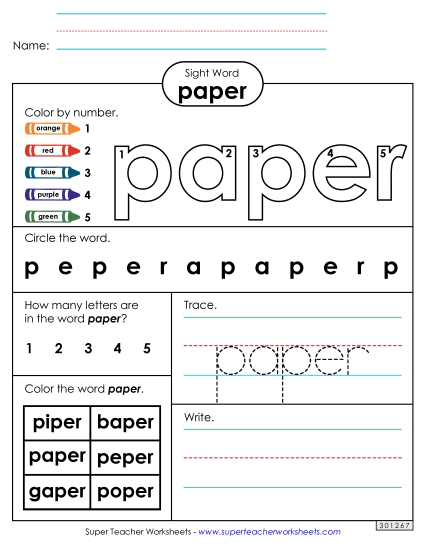 Worksheet 4: Paper