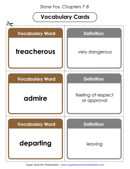 Vocabulary Cards for Chapters 7-8