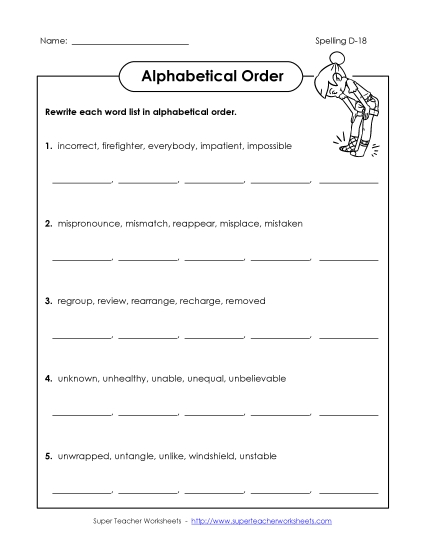 Alphabetical Order (D-18)