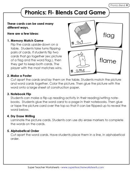 Phonics Card Game (Fl- Blends)