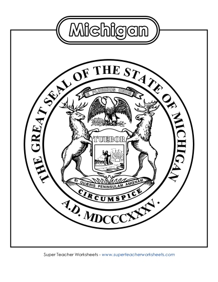 Michigan State Seal (Black & White)