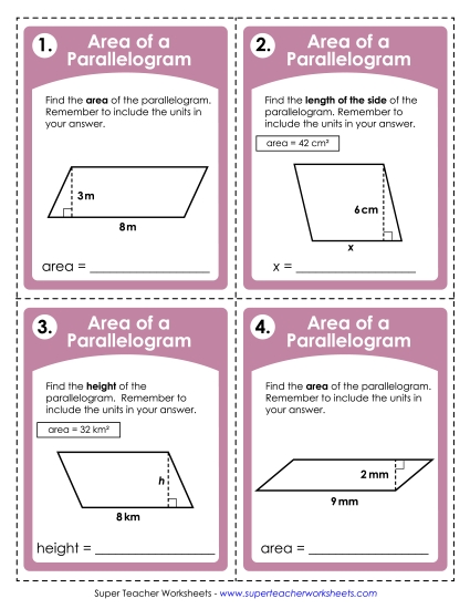 Area of a Parallelogram (Basic)