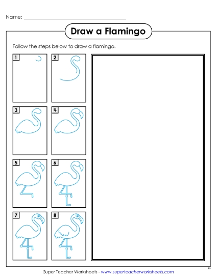 Draw a Flamingo Learning To Draw Worksheet