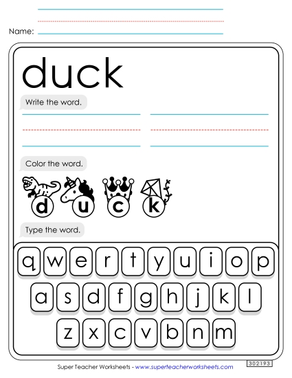 Write, Color, Type: Duck