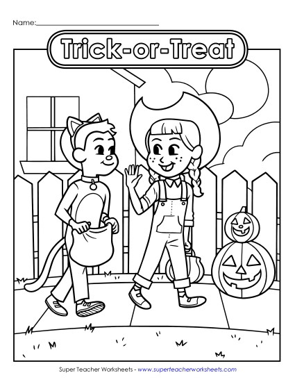 Trick-or-Treat Kids Halloween Worksheet