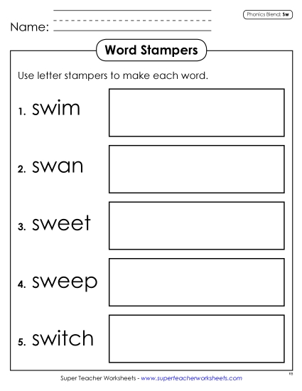 Letter Stampers (Sw- Words)