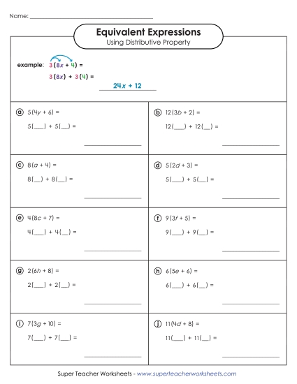 Find Equivalent Expressions Using Distributive Property (Basic)
