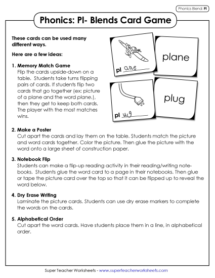 Phonics Card Game (Pl- Blends)