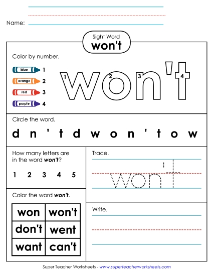 Worksheet 4: Won\'t