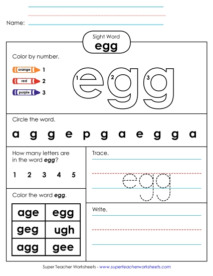 Worksheet 4: Egg