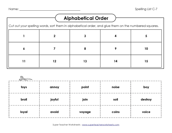 ABC Order: Cut-Glue (C-7)