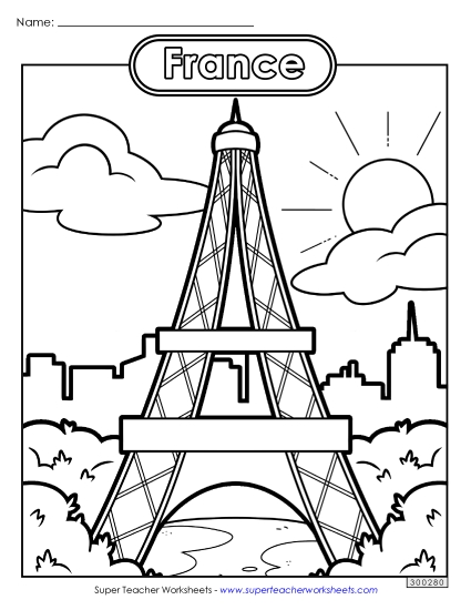 Eiffel Tower Coloring Page