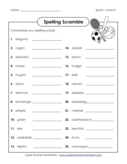 Unscramble the Spelling Words