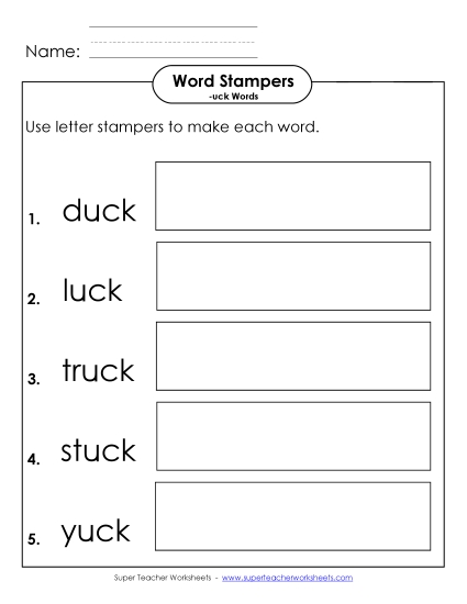 Letter Stampers Activity (-uck Words)