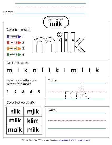 Milk (Sight Word)