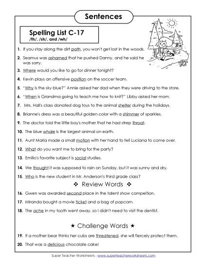 Spelling Test Sentences (C-17)