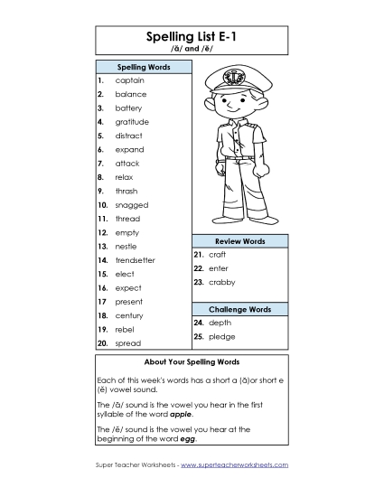 Spelling Word List (E-1)