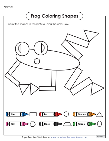 Coloring Shapes - Frog Geometry Worksheet