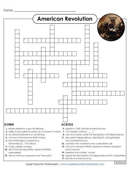Revolutionary War Crossword