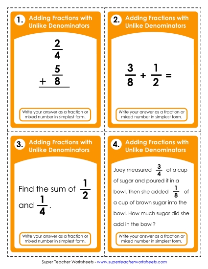 Fraction Addition (Unlike Denominators)