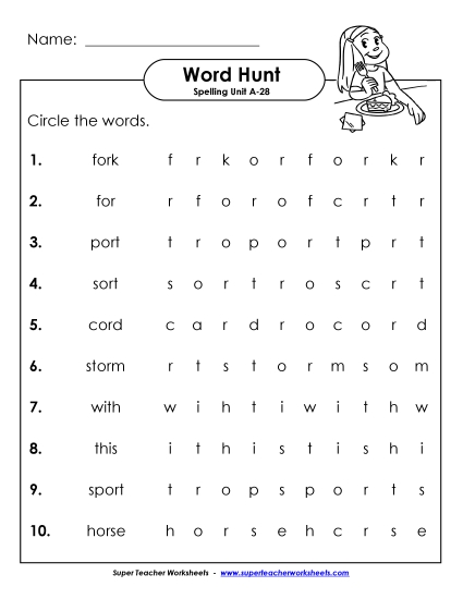 Horizontal Word Hunt (A-28)