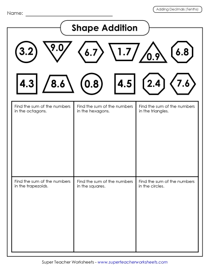 Shape Math<br>(Add Decimals; Tenths)