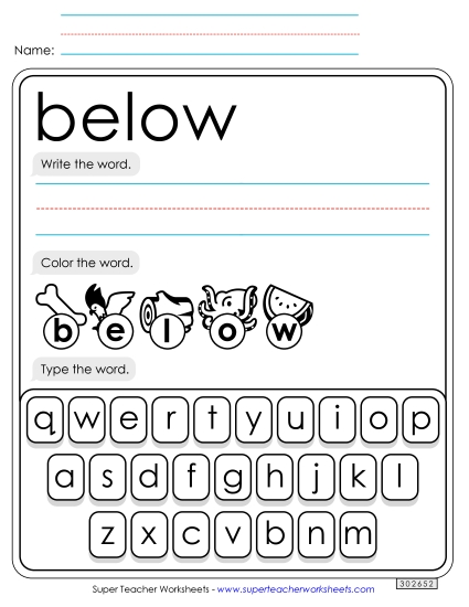 Write, Color, Type: Below