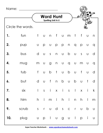 Horizontal Word Hunt (A-5)