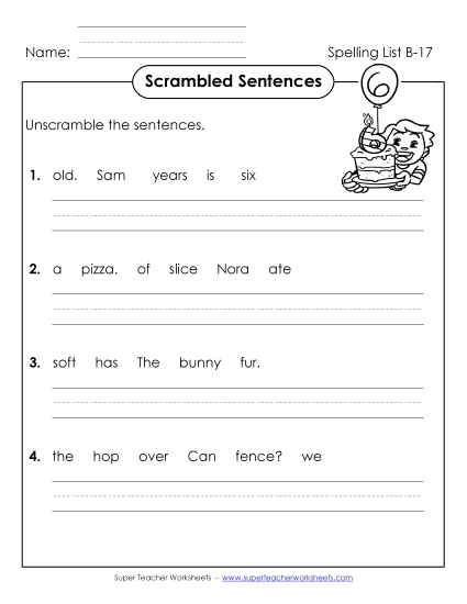 Scrambled Sentences (B-17)