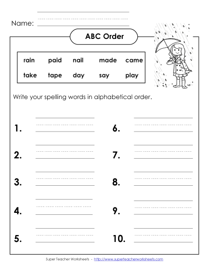 ABC Order: Write (B-6)