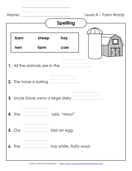 Complete the Sentences (A-Farm Words) 