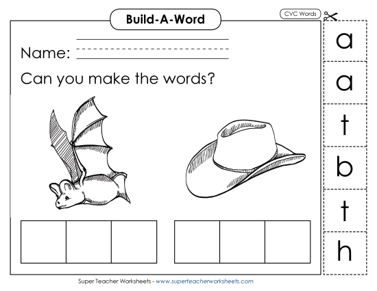 Build Words: Bat and Hat