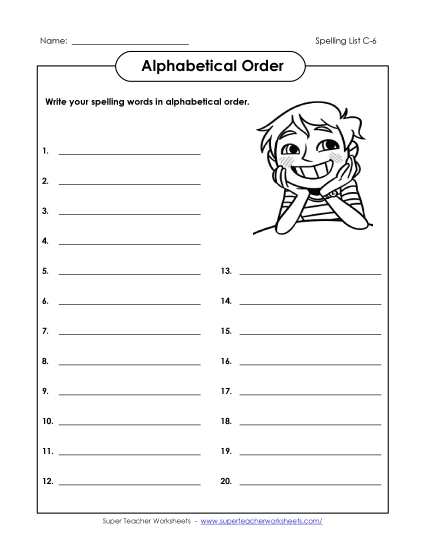 ABC Order: Write List (C-6)