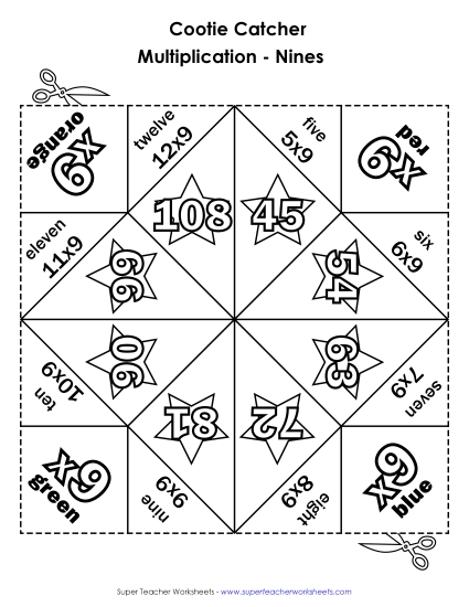 Cootie Catcher<br>Multiply by NINE