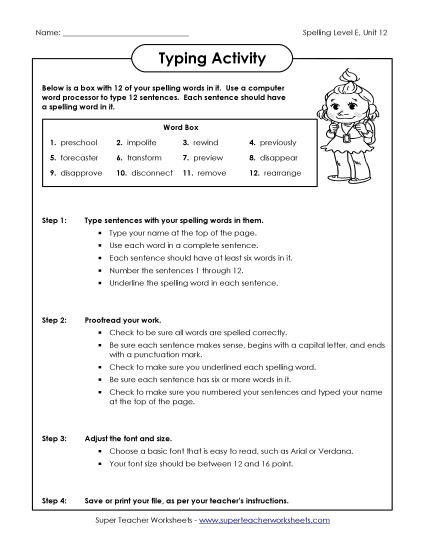 Typing Sentences (E-12)