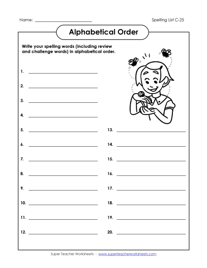 ABC Order: Write List (C-25)