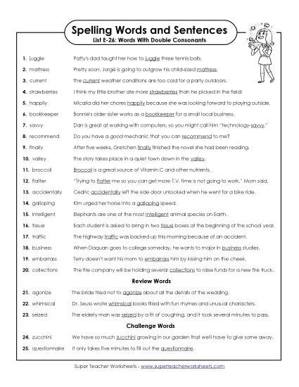 Spelling Test Sentences (E-26)