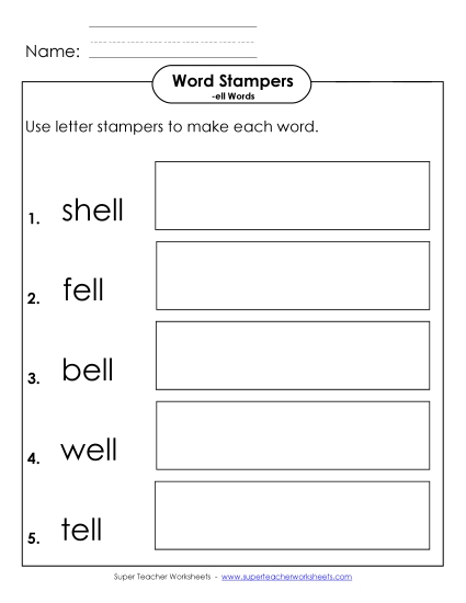 Letter Stampers Activity (-ell Words) 
