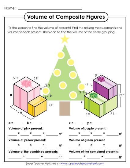 Volume of Composite Figures (Intermediate) Worksheet