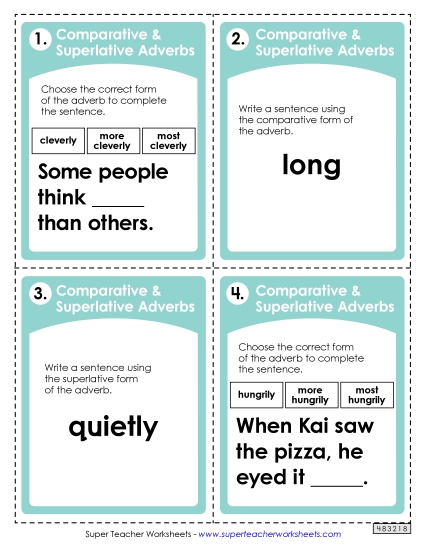 Task Cards: Mixed<br>(Comparative & Superlative Adverbs)